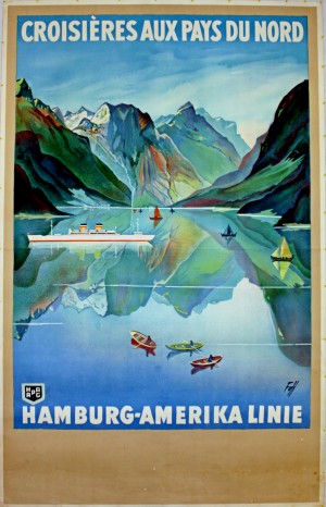 Art Deco Travel Poster Hamburg Amerika Cruise Line Scandinavia
